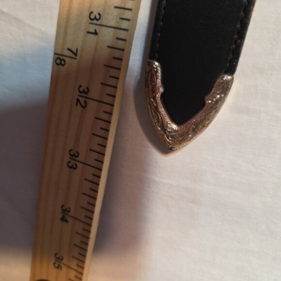 Vintage Western Leather Belt Ladies 32 Silver Buckle USA Made - Picture 5 of 10